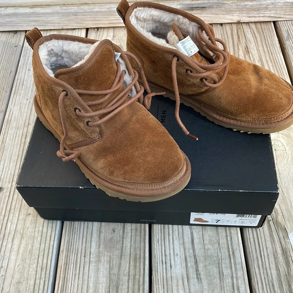 UGG Neumel Chestnut Suede Shearling Chukka Boots Men’s Size 7